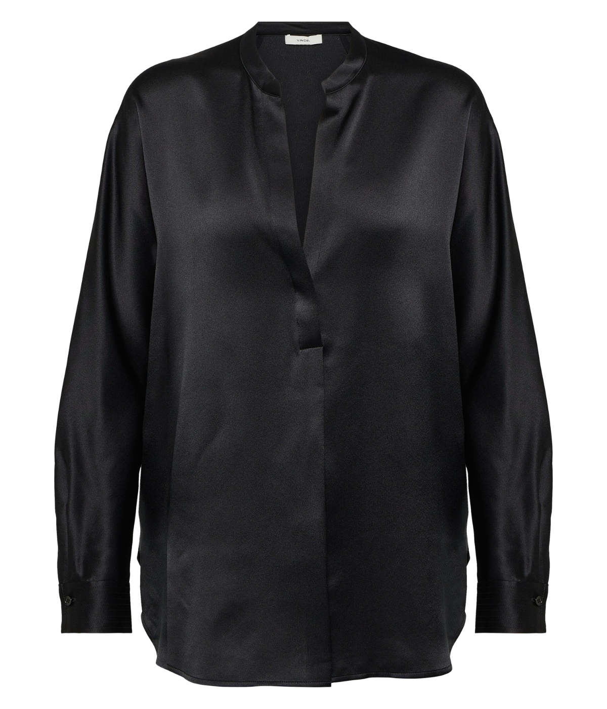 Band Collar Blouse in Black
