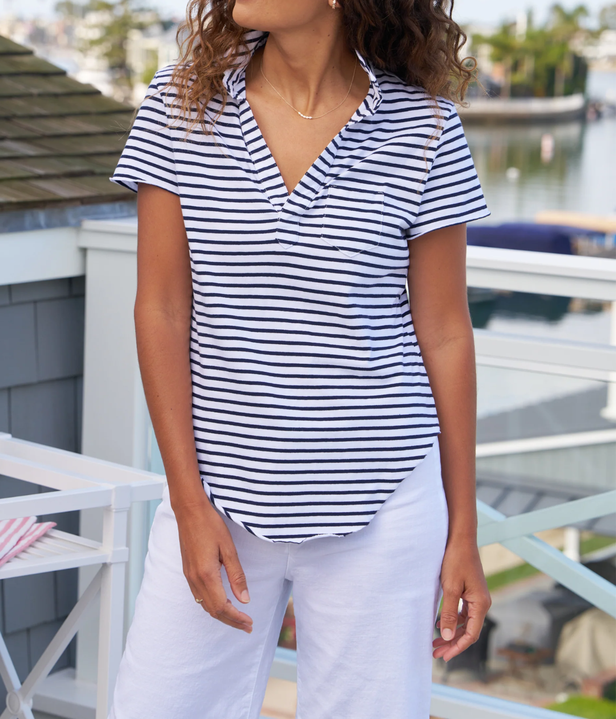 Charlotte Perfect Polo in White British Royal Navy
