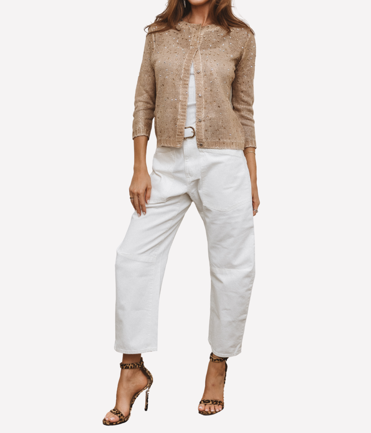 Women Studded Cardigan in Sughero