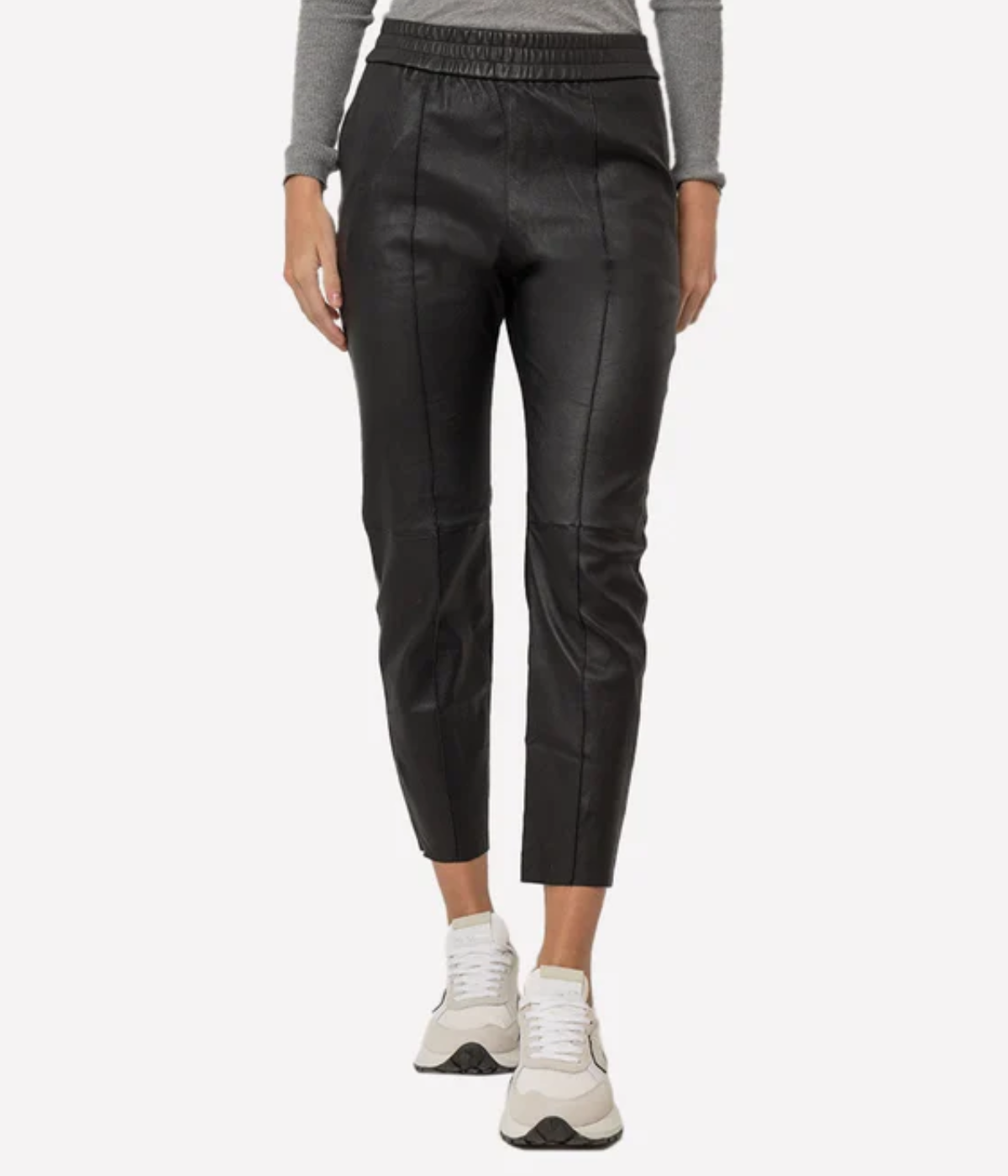 Slim Jogger Leather Pant with Pockets in Black