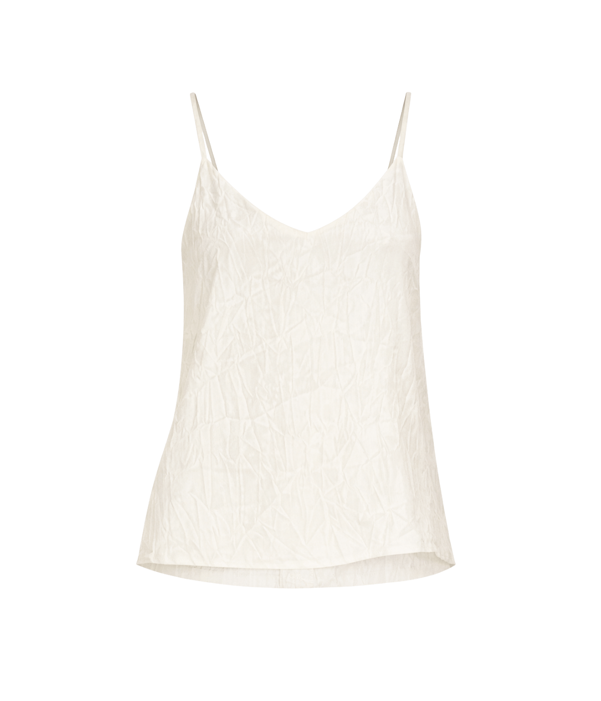 Crinkled Effect Silk Tank Top in Taupe