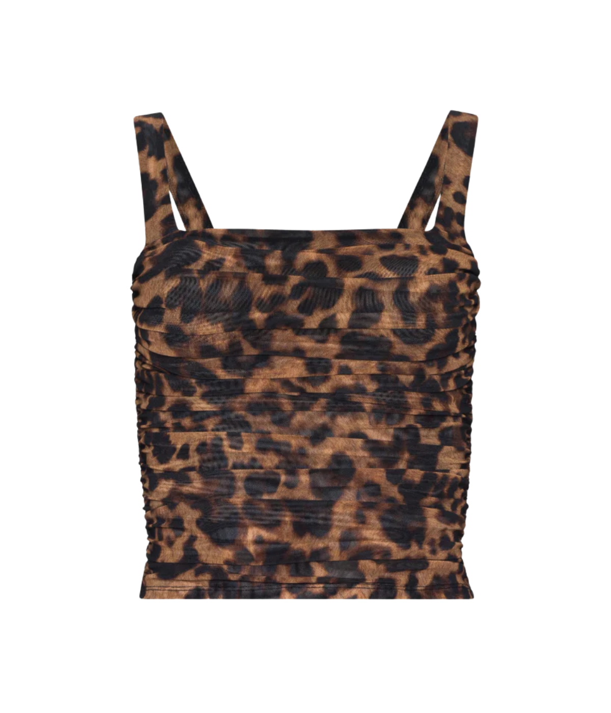 Rasha Shirred Tank in BROWN MULTI AMUR LEOPARD