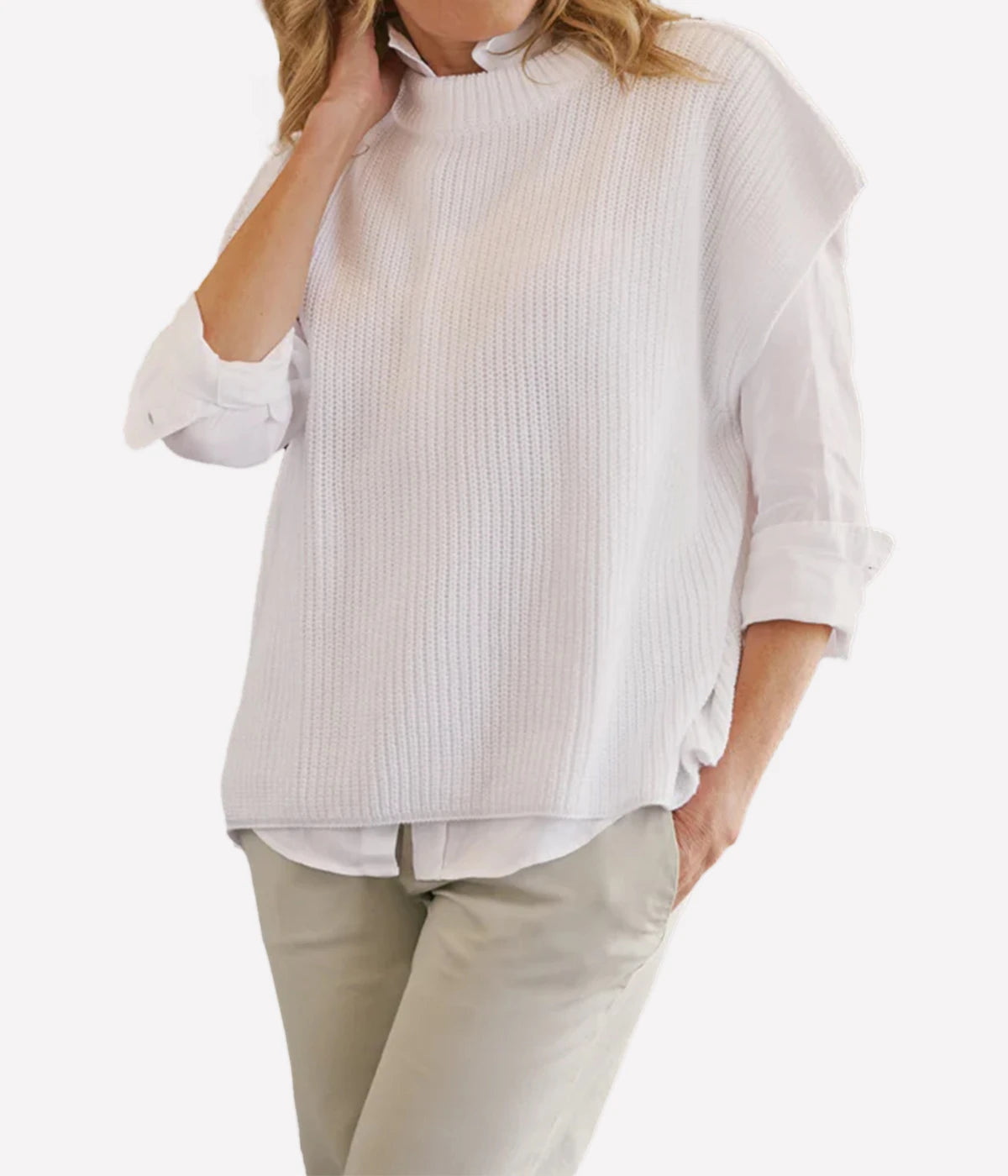 Montecito Italian Sweater Vest in WHITE