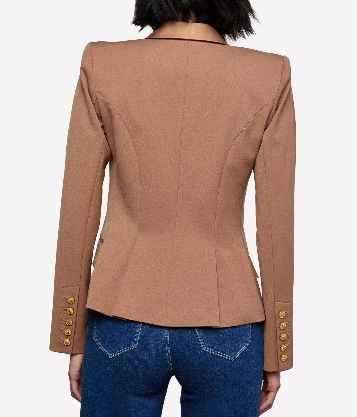 Imogen Satin Lapel Blazer in Cinnamon Swirl