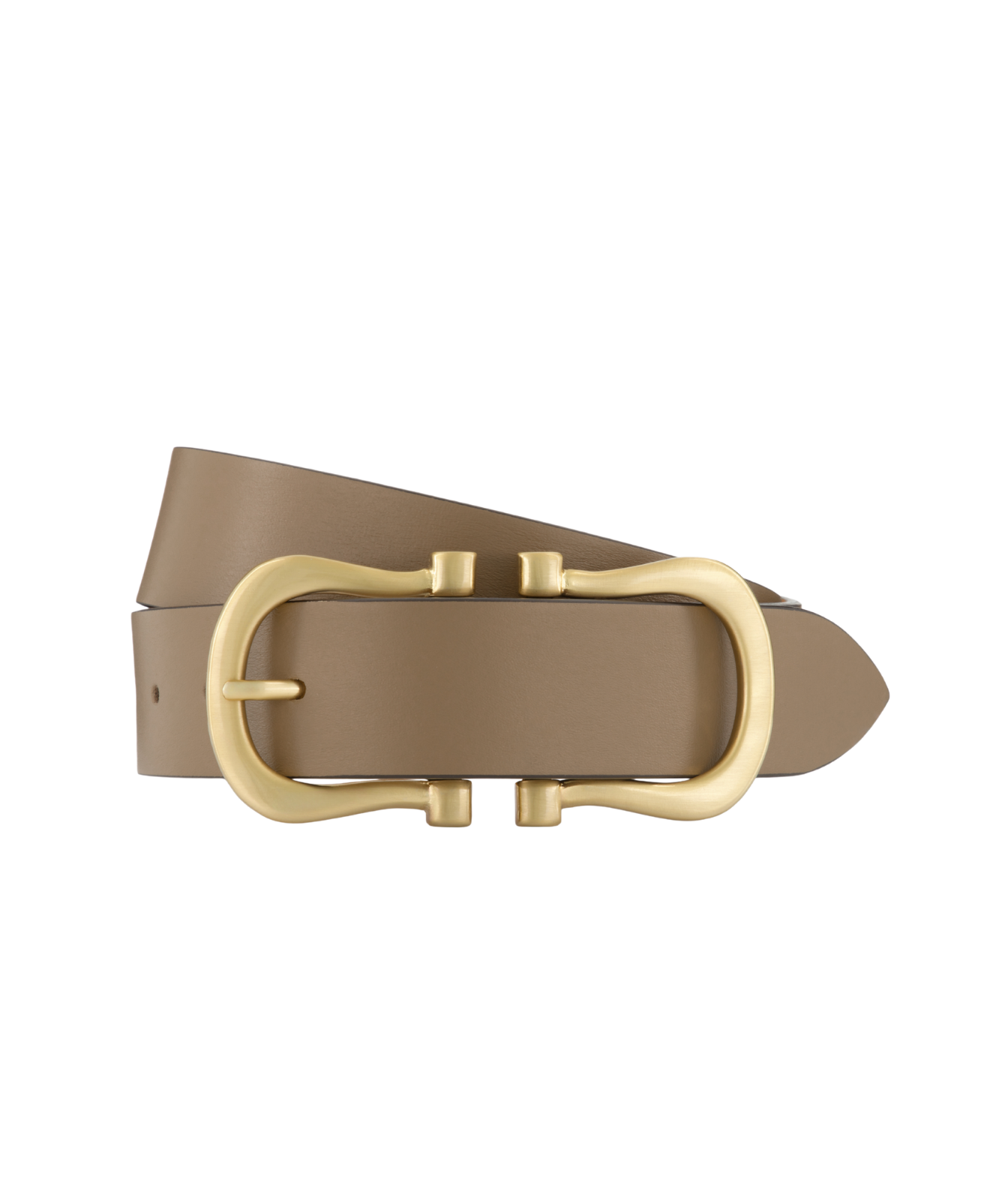 Brushed Gold Nicky X Belt in Mushroom