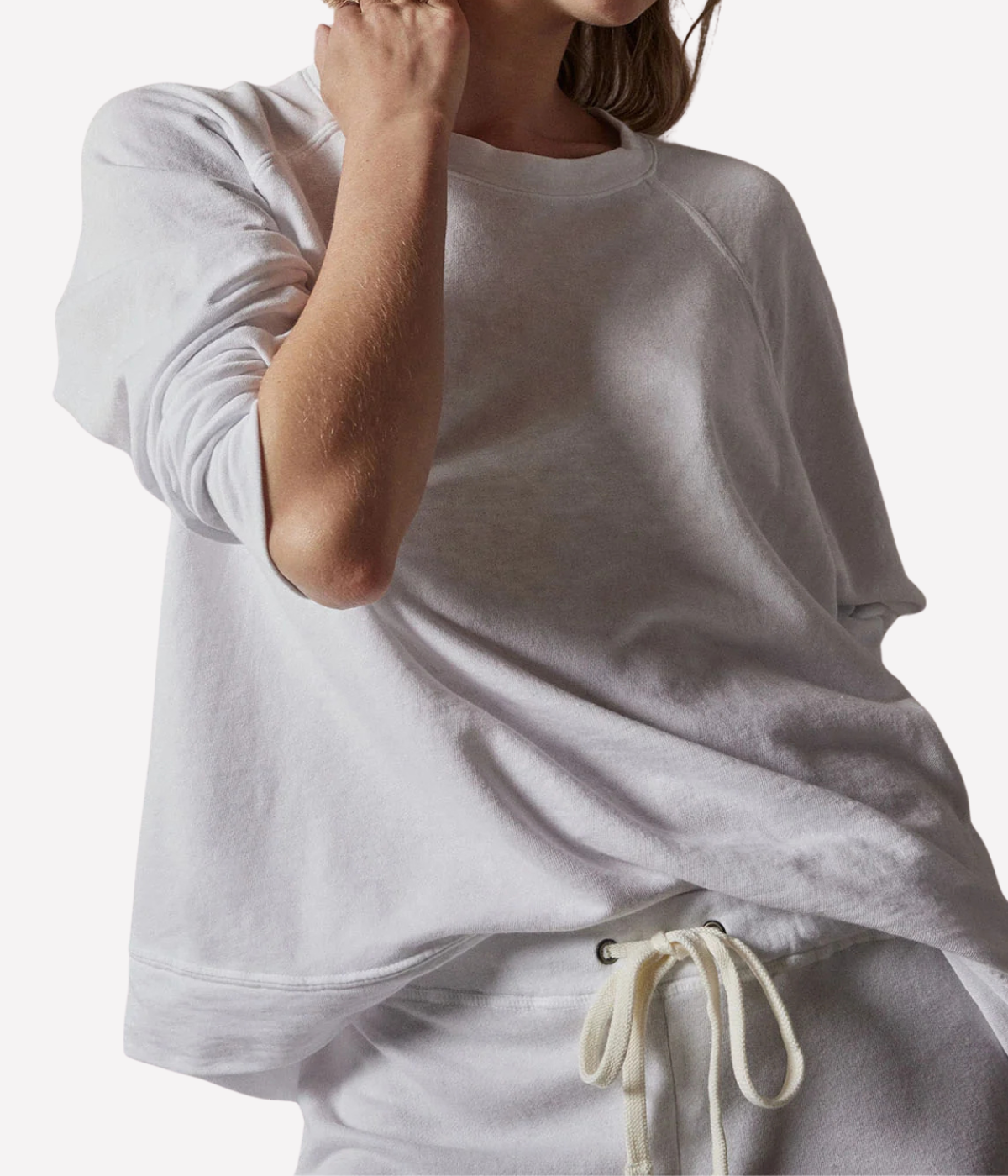 French Terry Relaxed Sweatshirt in WHITE