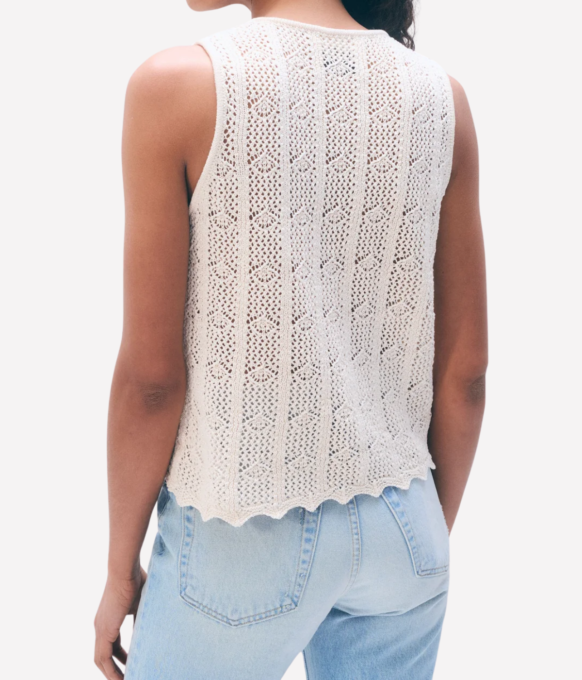Cotton Crochet Tank Top in Cream