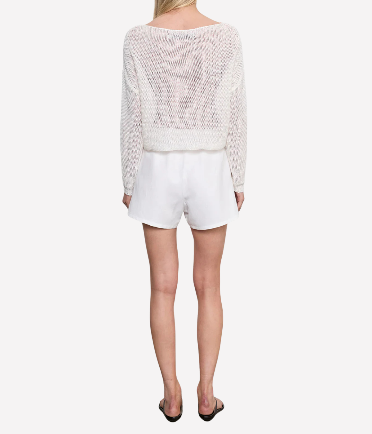 Linen Open Bateau Top In White