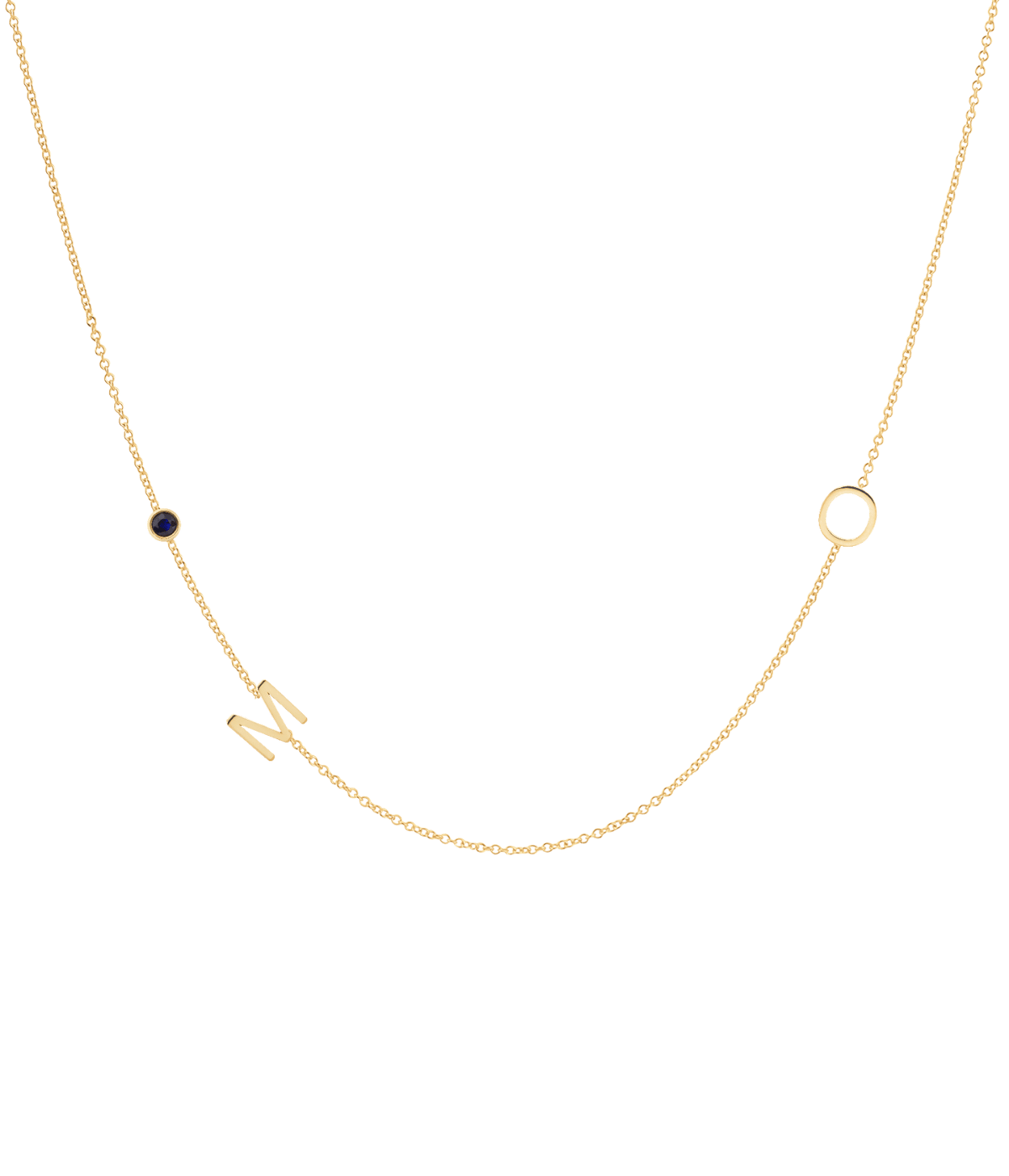 Custom 2 Initial & Birthstone Necklace in Gold