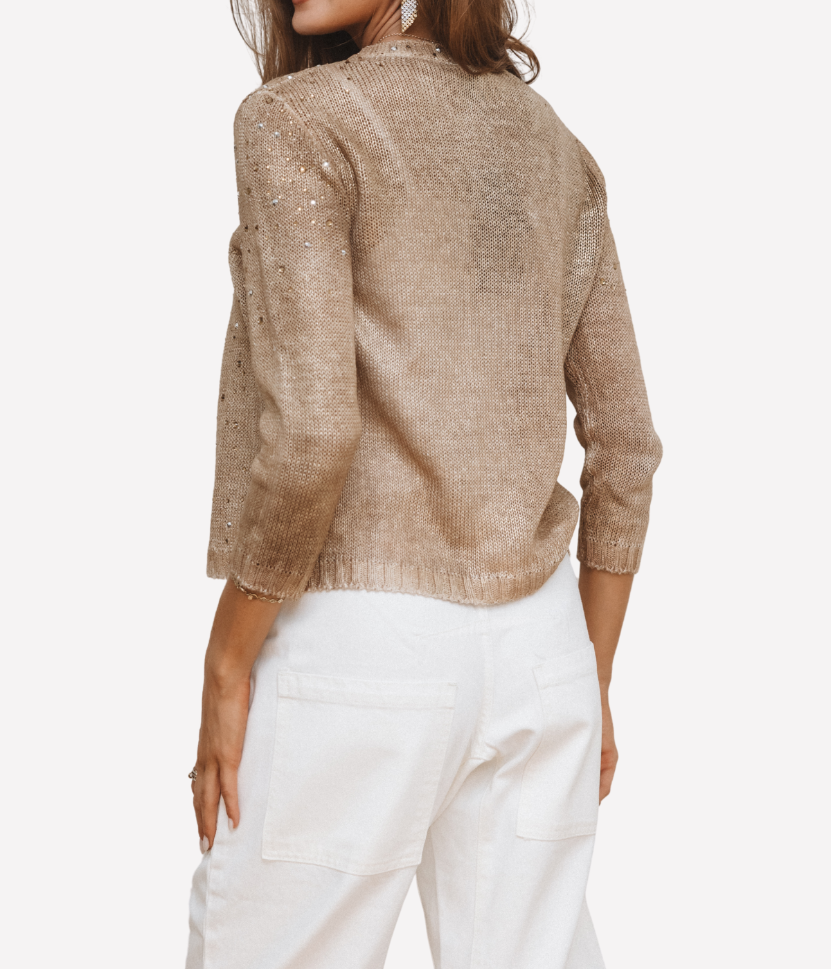 Women Studded Cardigan in Sughero