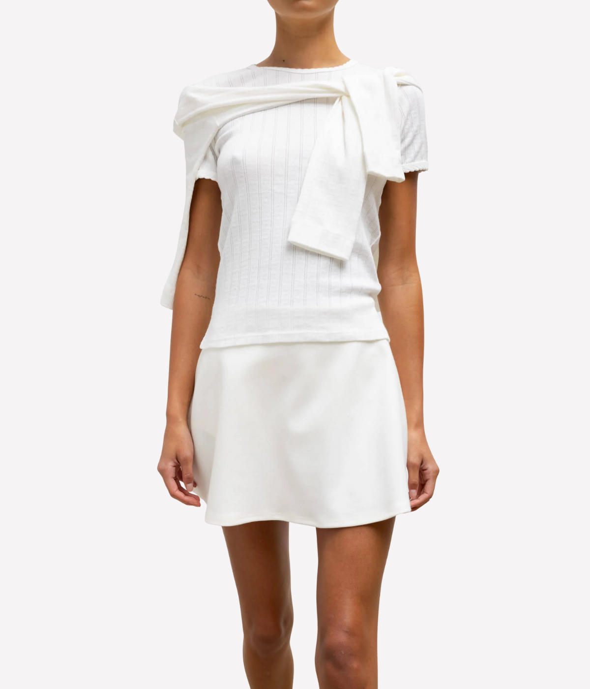 Pointelle Slim Fit Tee in White