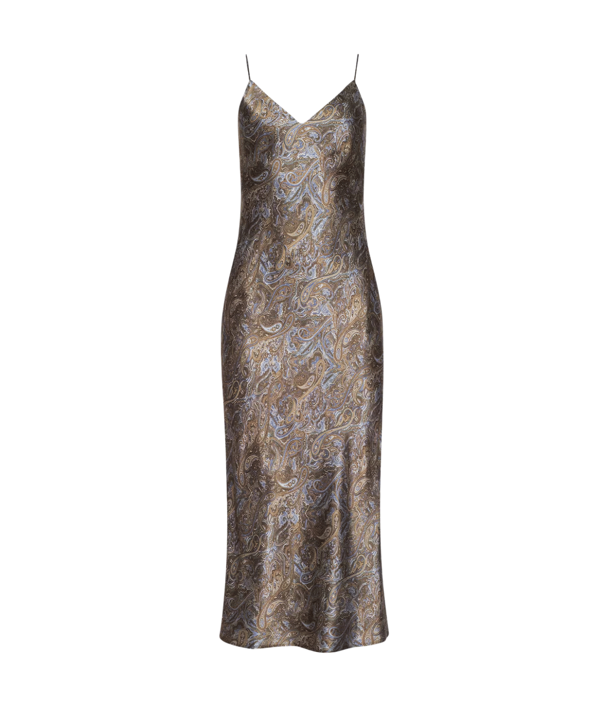 Seridie Midi Dress in Neutral Blue Paisley