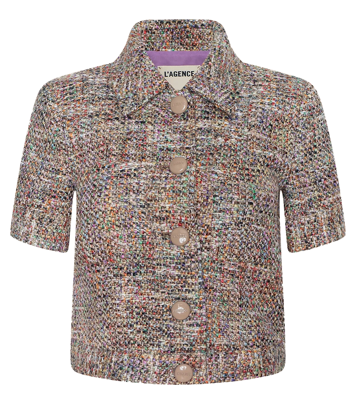 Chita Crop Short Sleeve Jacket in Rainbow Tweed