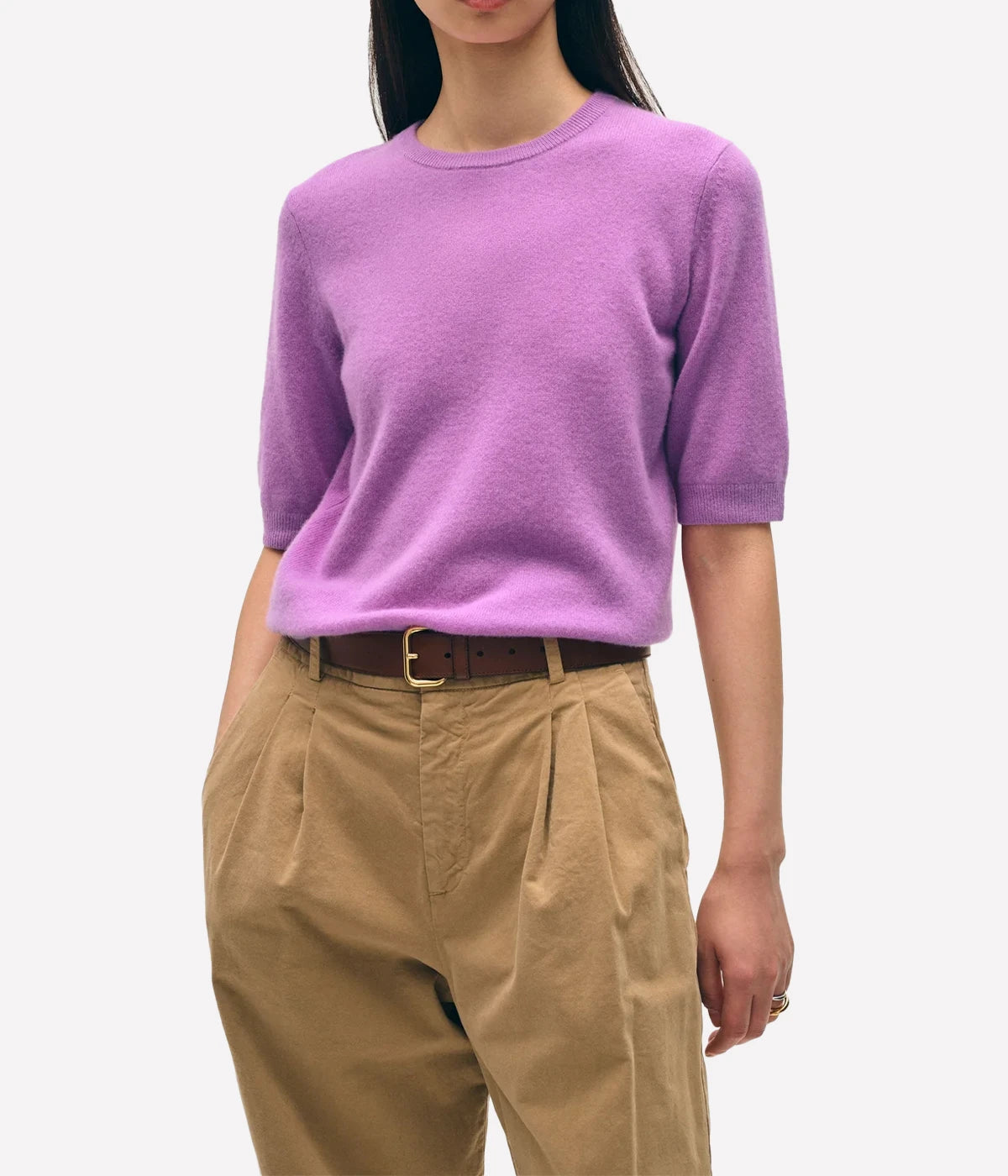 Cashmere Elbow Sleeve Tee in Lilac
