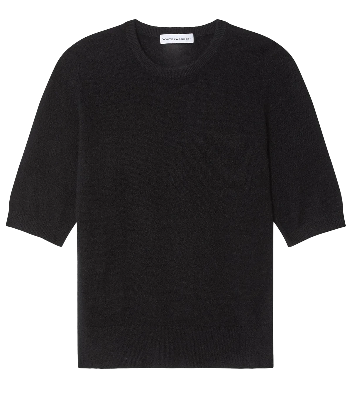 Cashmere Elbow Sleeve Tee in Black