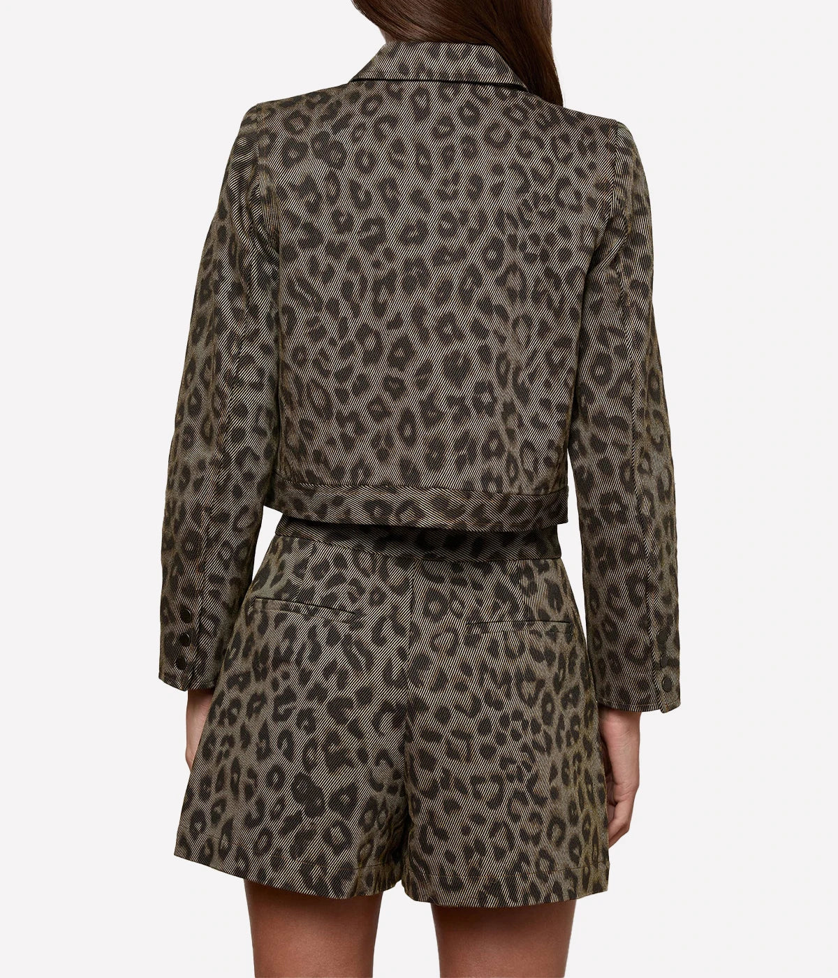 Marla Crop Jacket in Tan Multi Leopard Shaw