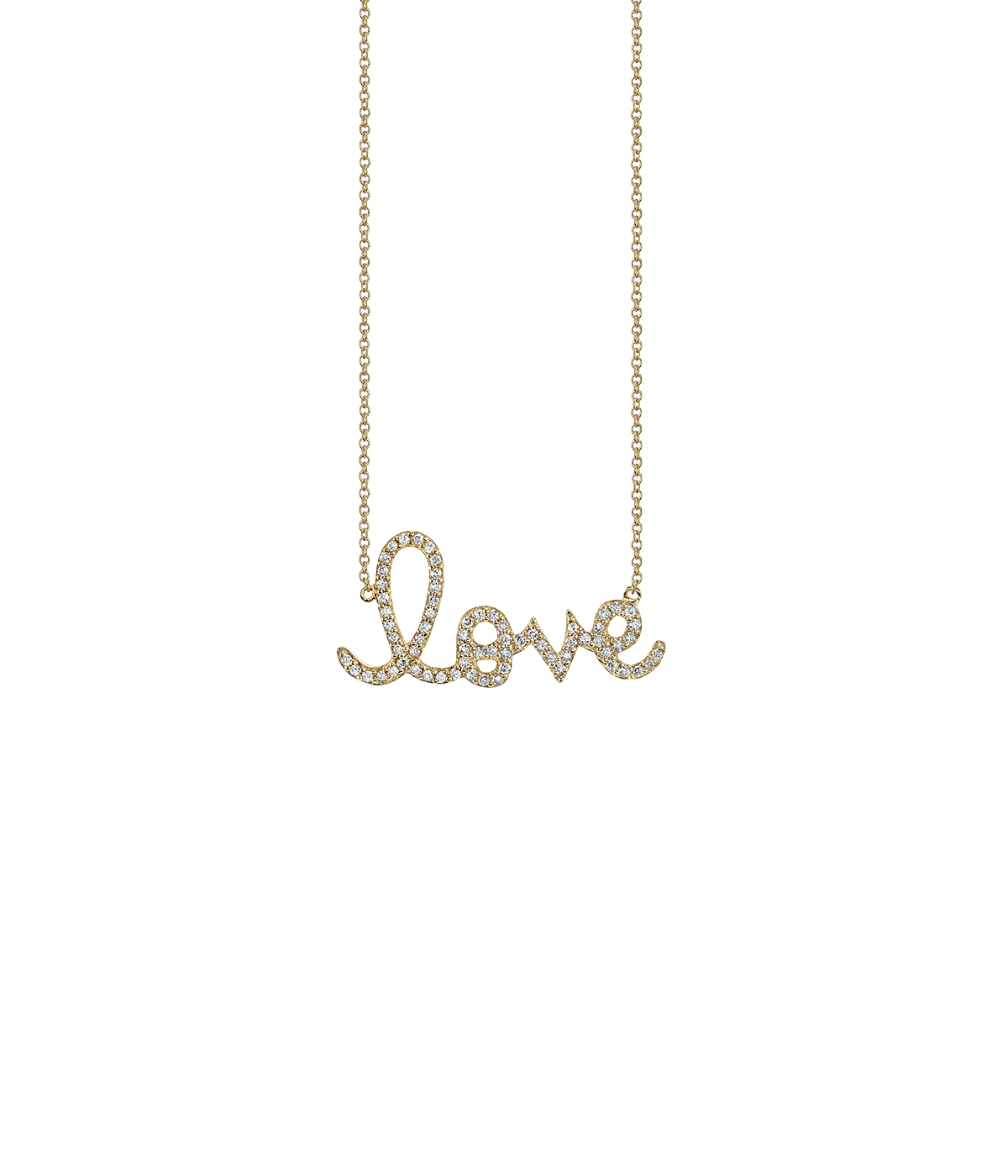 Love Script Necklace in 14K Yellow Gold