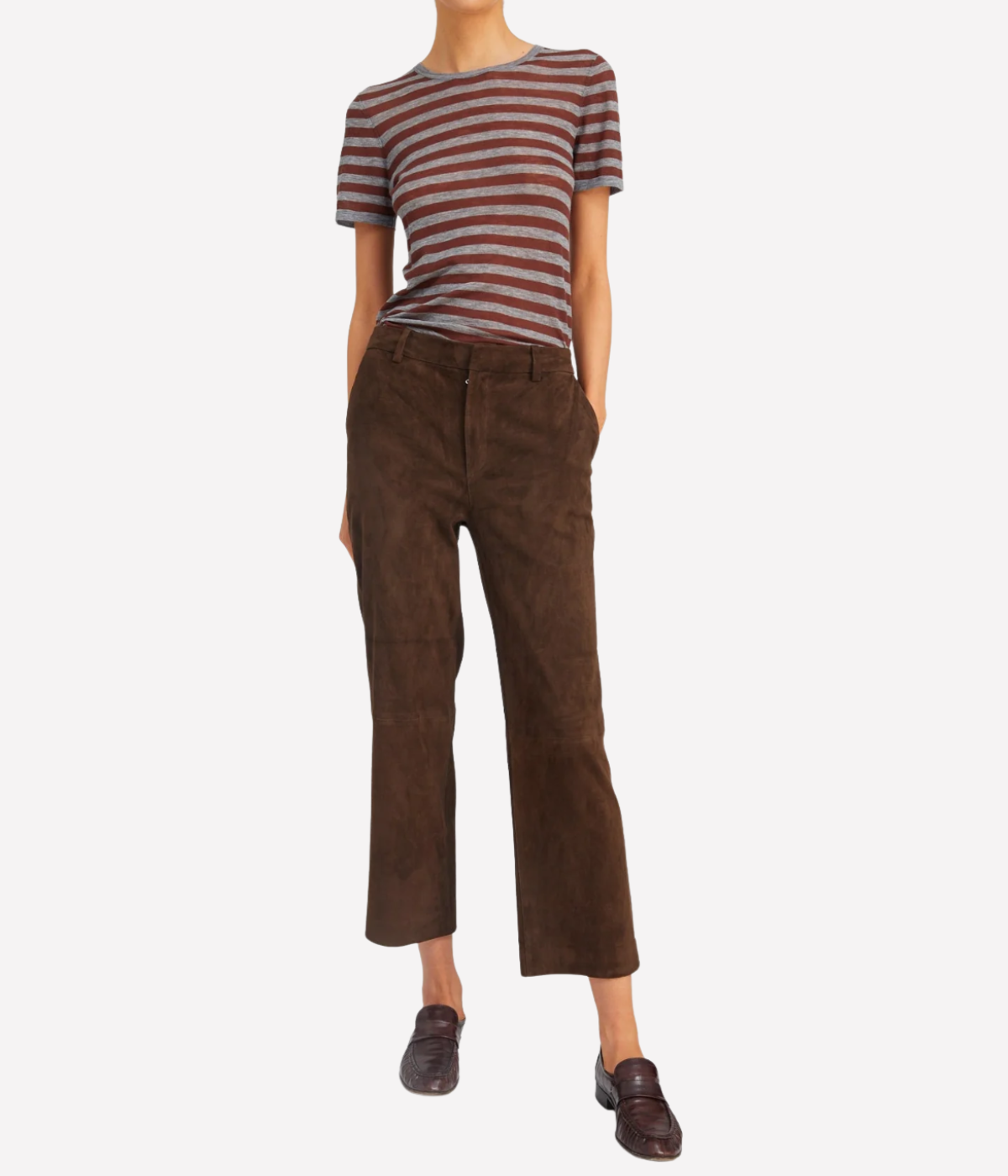 Cropped Baggy Trousers In Americano