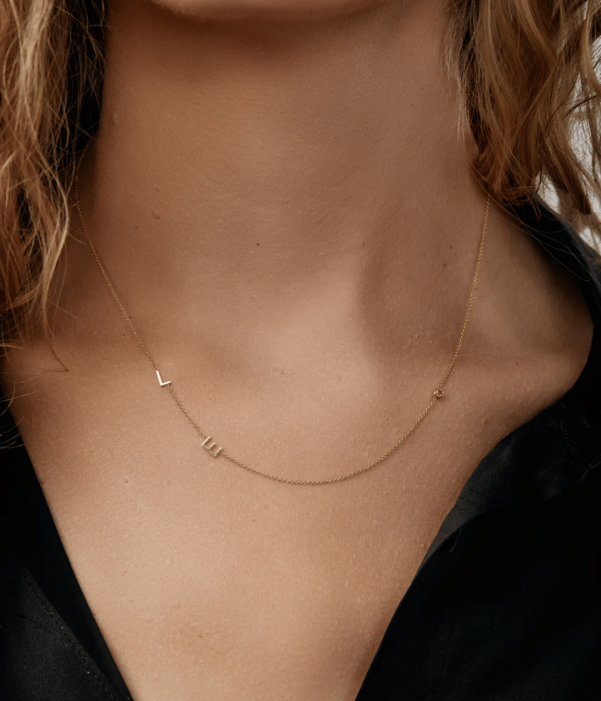 Custom 3 Initial & Birthstone Necklace in Gold