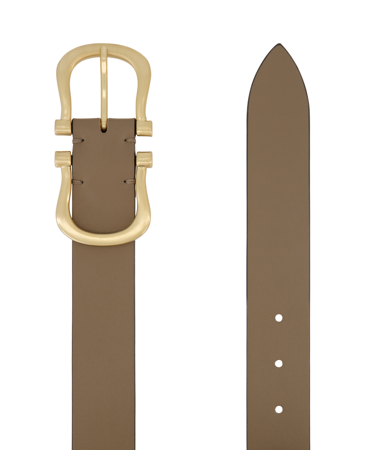 Brushed Gold Nicky X Belt in Mushroom
