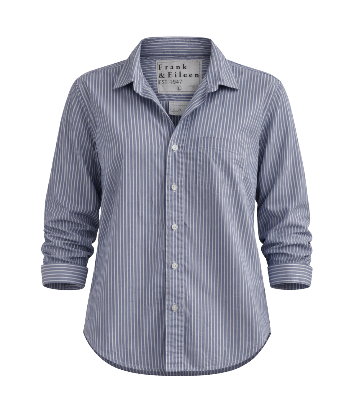 Eileen Woven Button Up in Blue White Stripe