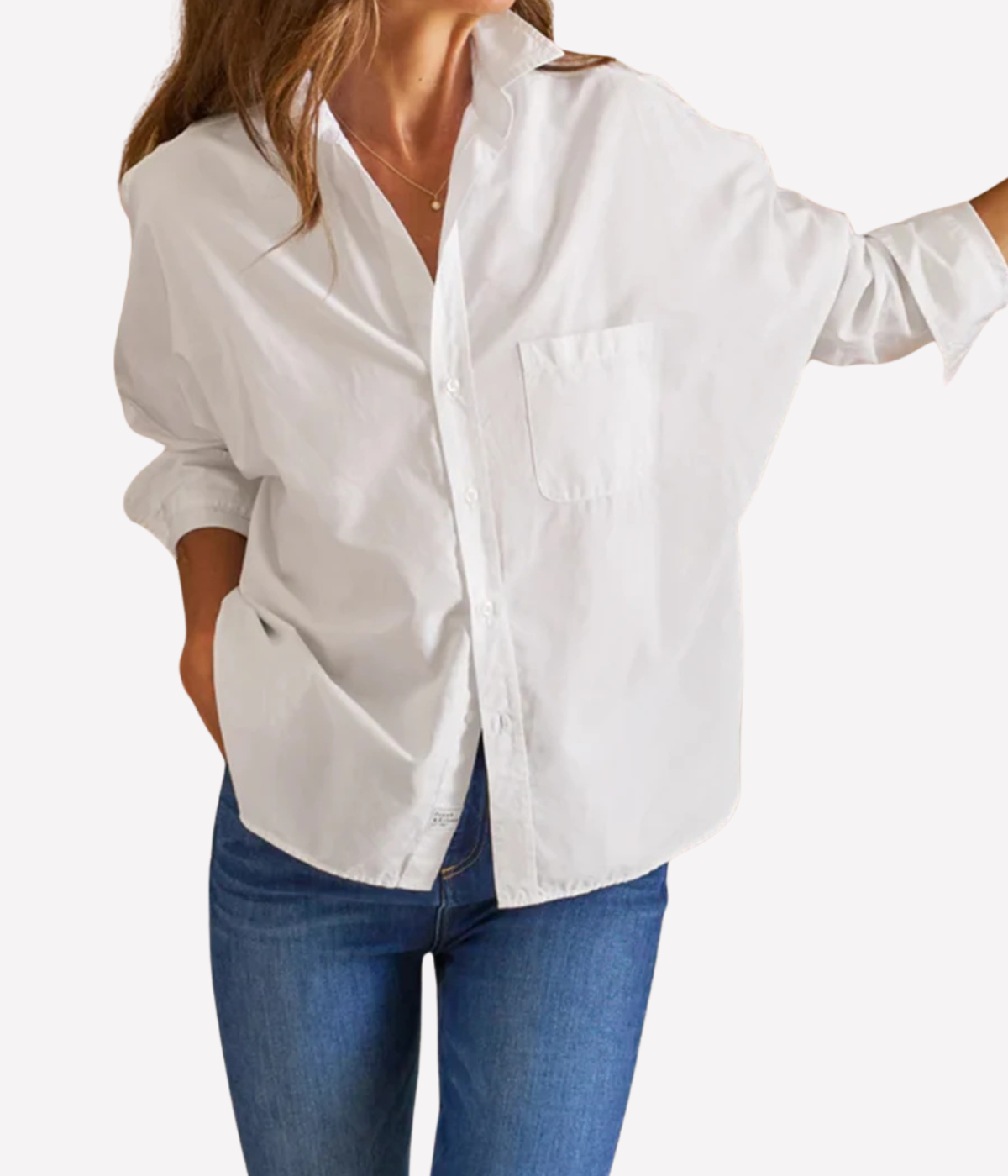 Oona Woven Button Up in White SuperLuxe