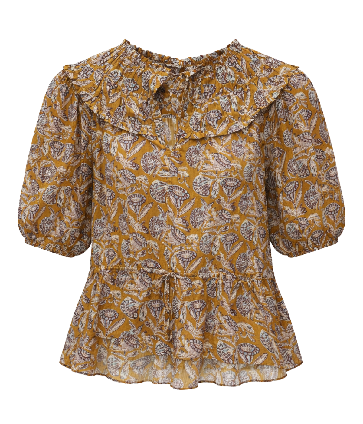 Elvie Short Sleeve Cotton Top In Fennel Blossom