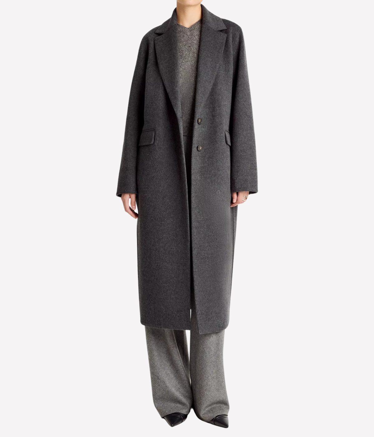 Single Breasted Classic Coat in Charcoal