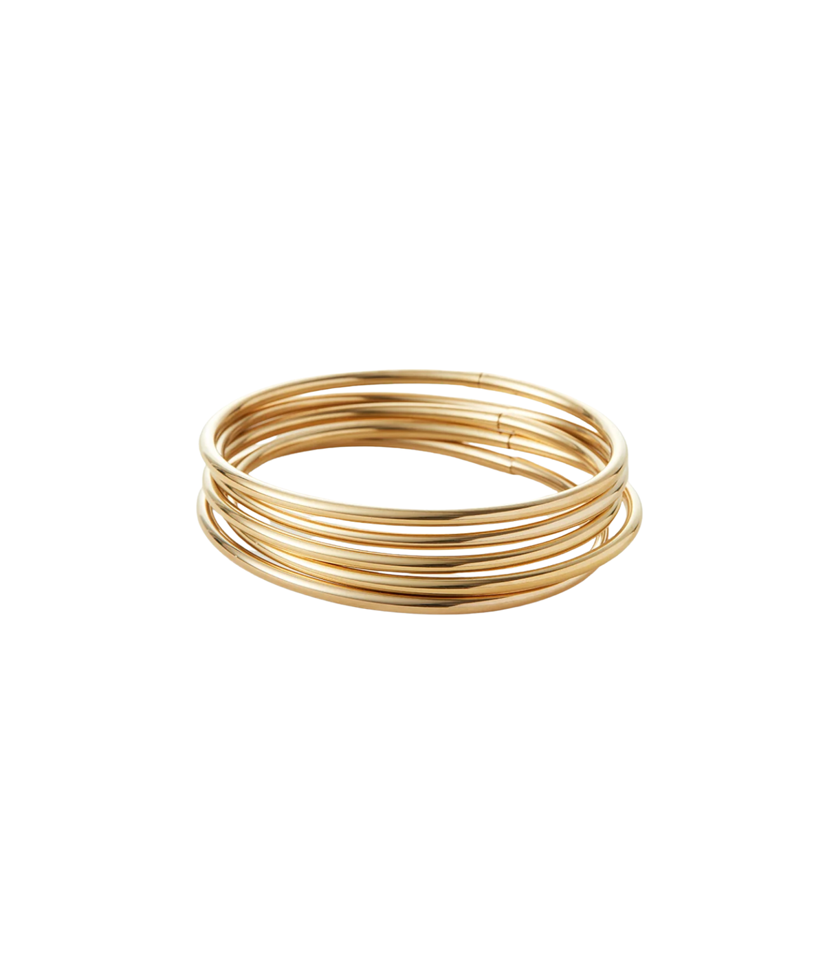 Jenny Bird Dane Bangle Set in Gold stacked together, showing the set of fine, slim gold bangles