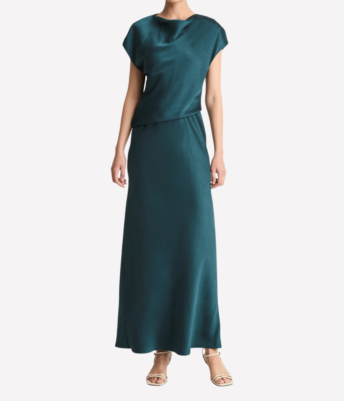 Draped Cowl Sleeve Dress in Juniper