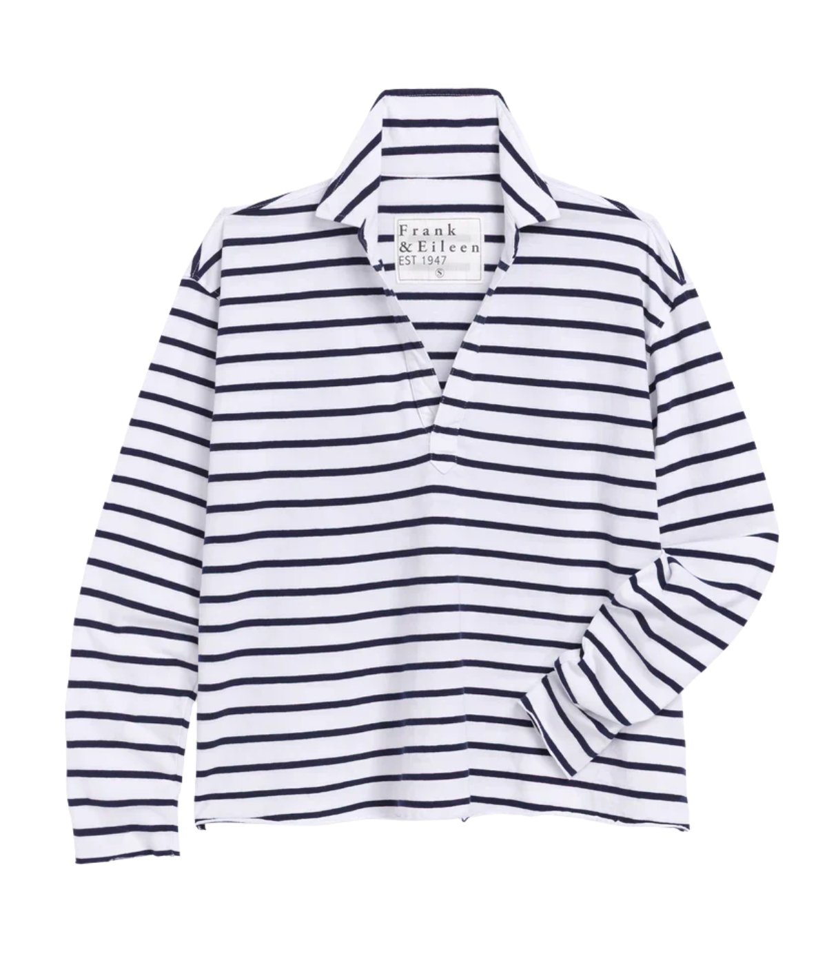 Patrick Popover Henley in White Navy Stripe