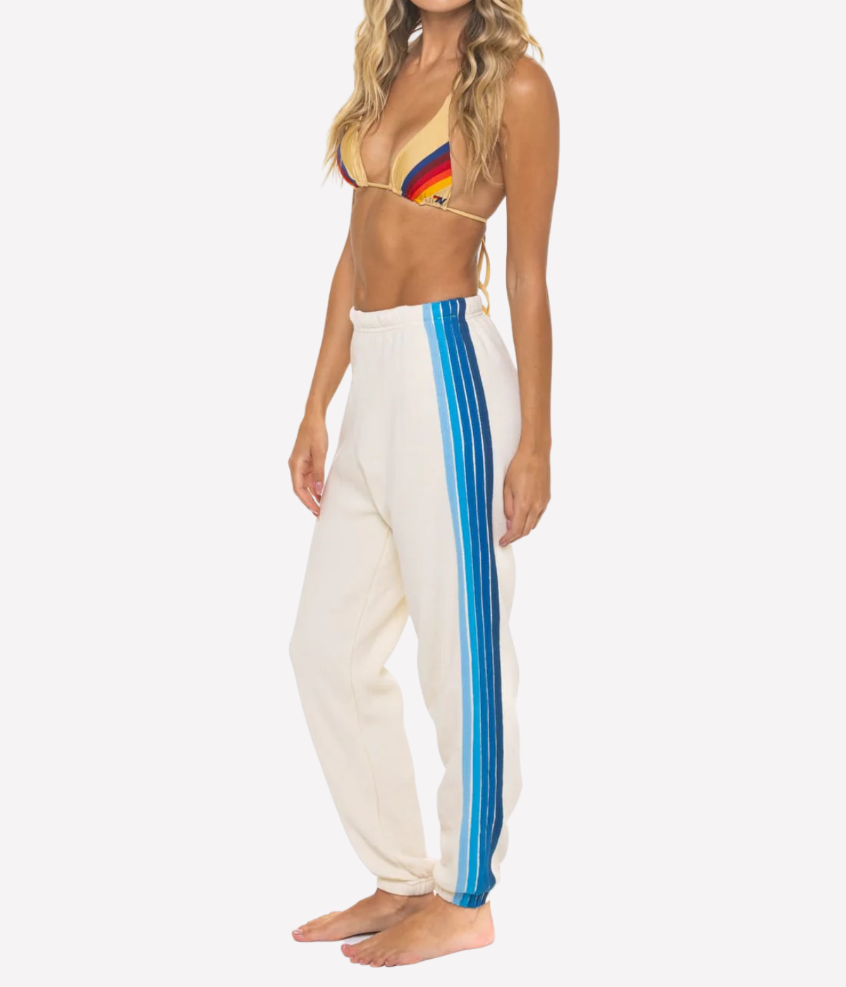 5 Stripe Sweatpants in Vintage White & Blue