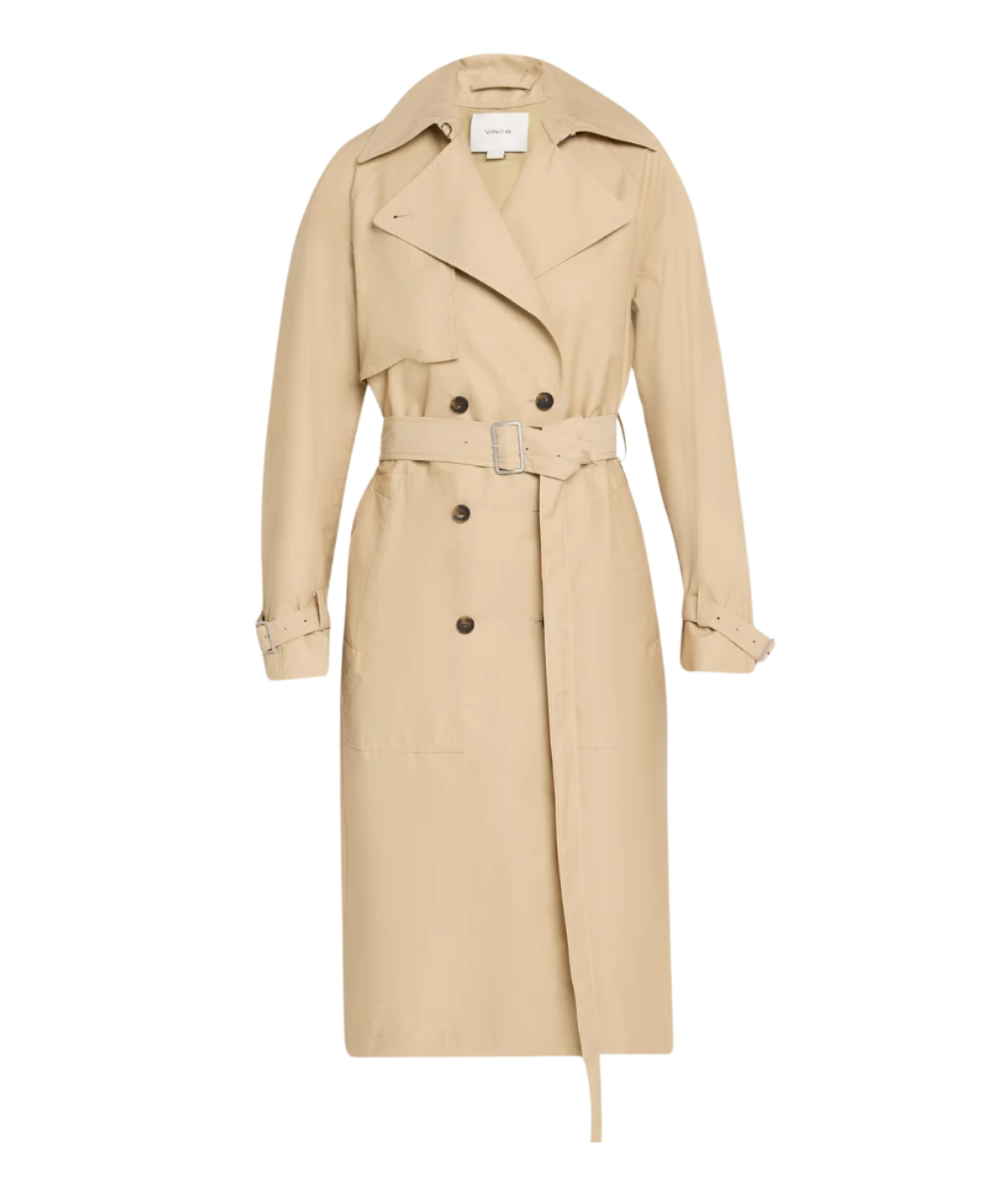 Fine Twill Trench Coat in Pumice Stone by Vince - product flat lay