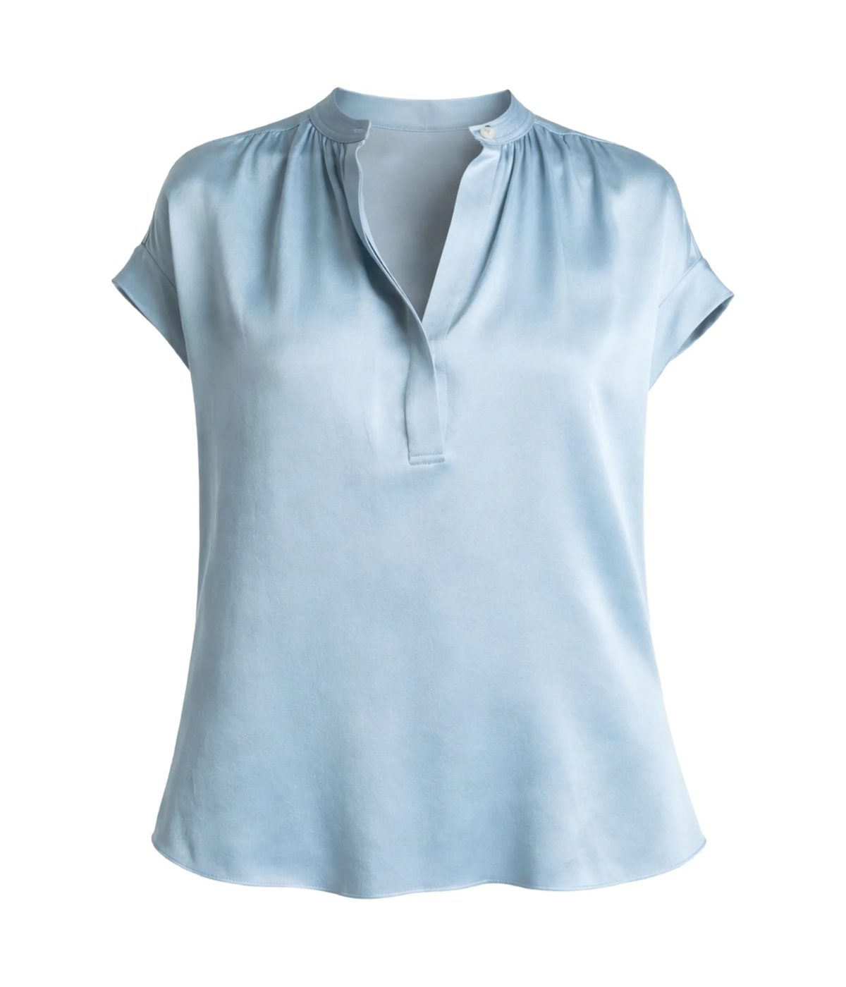 Gathered Cap Slv Blouse in Del Mar