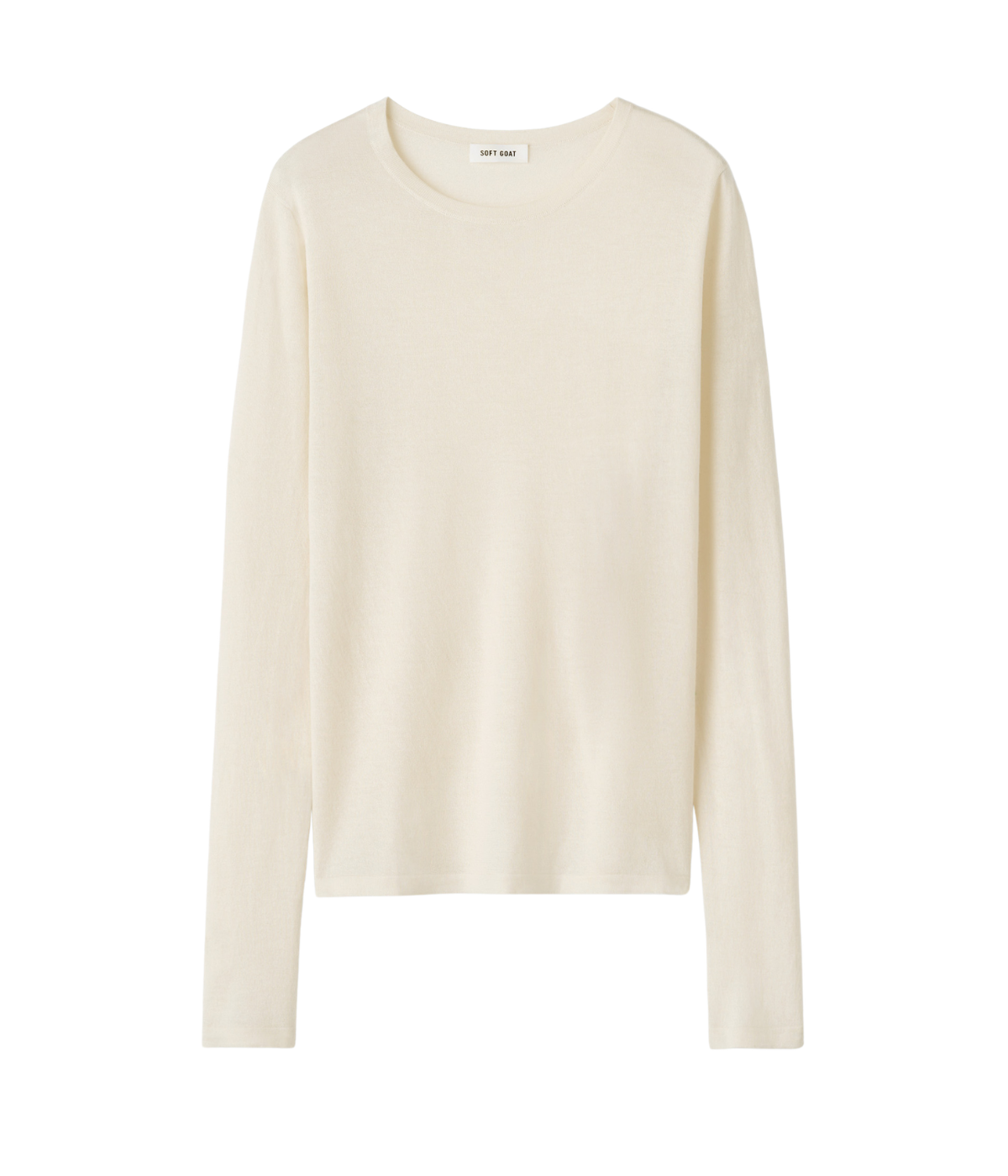 Soft Goat Featherlight Crewneck Sweater in Feather White – Flat Lay