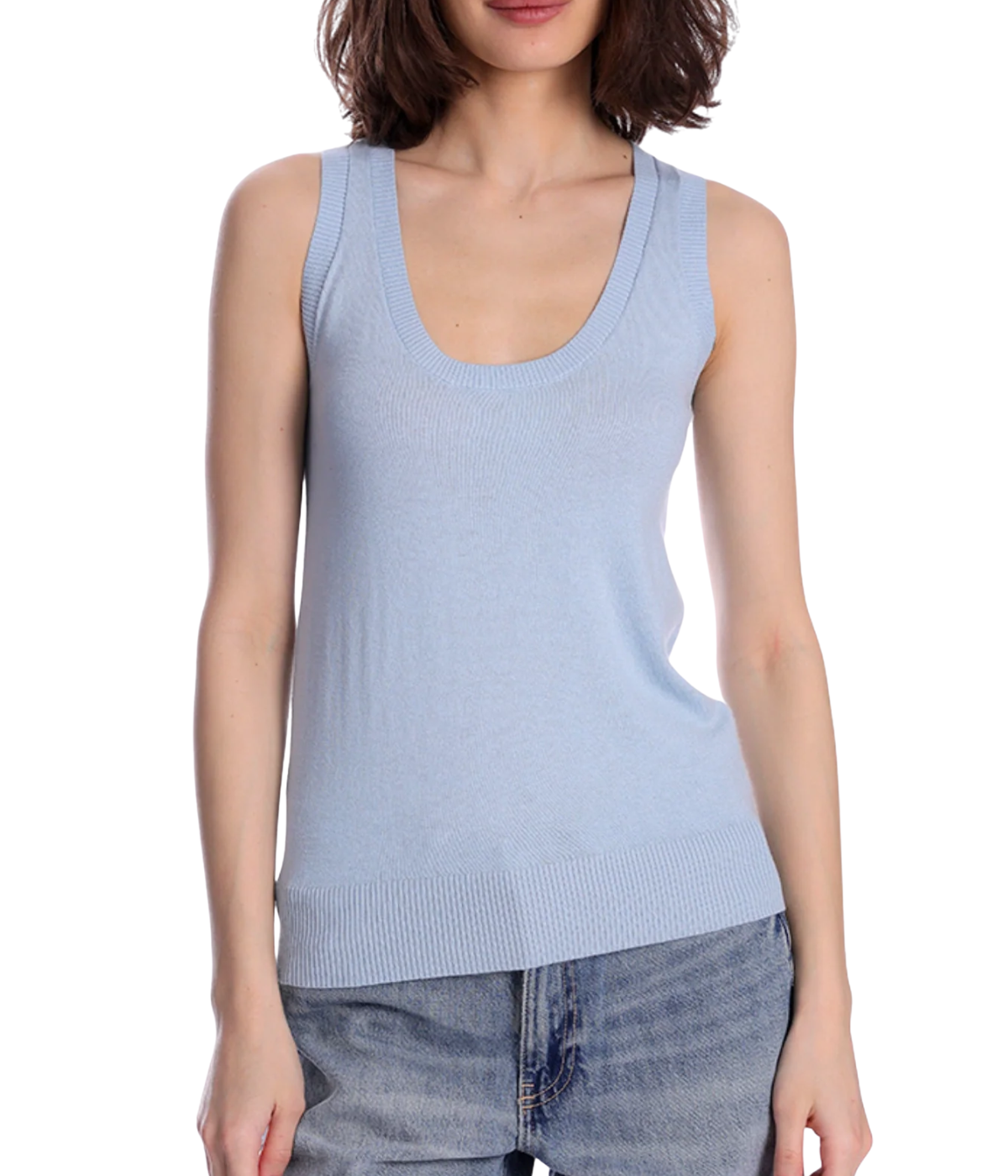 Cashmere Scoop Neck Tank in Heaven