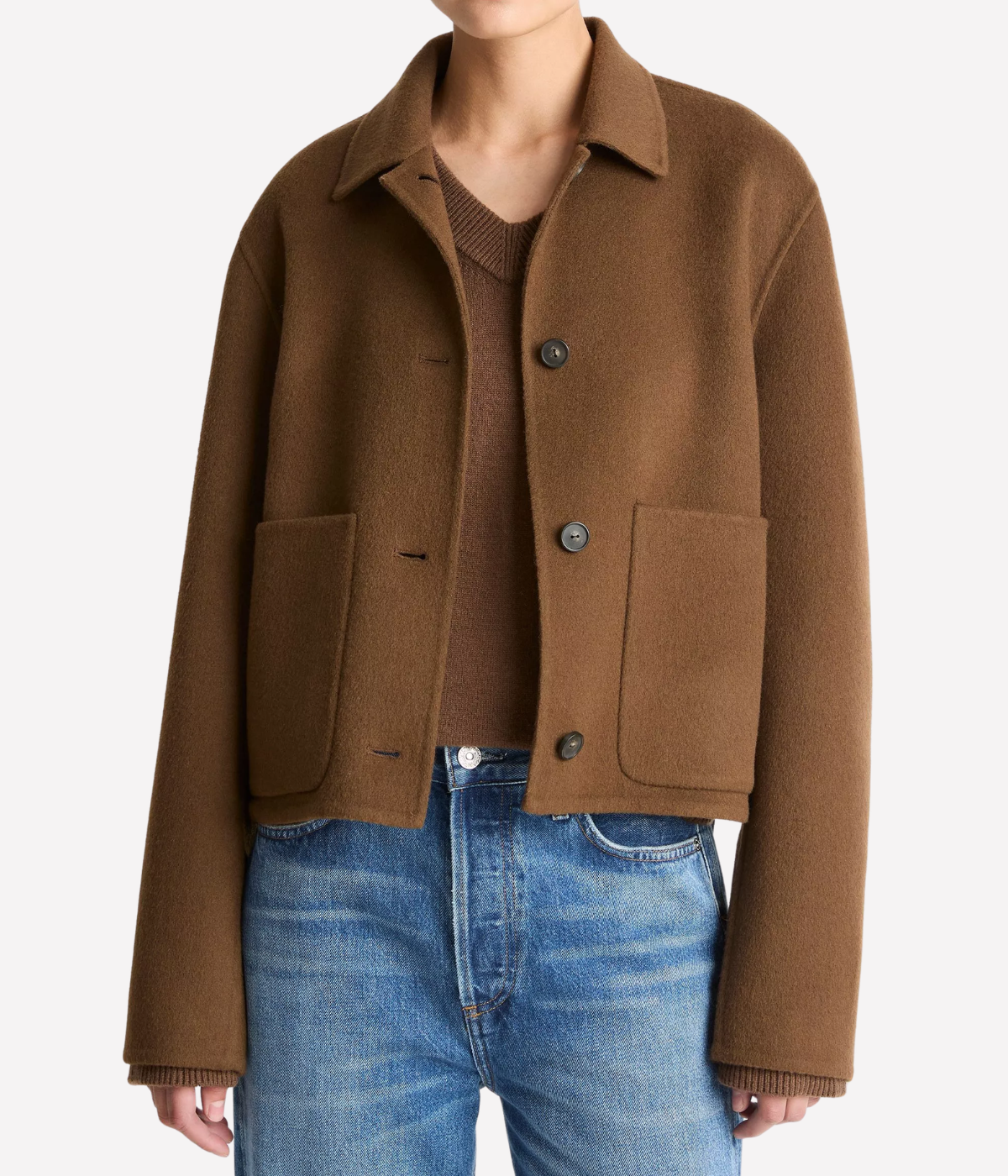 Cashmere Wool Short Jacket in Hazelnut