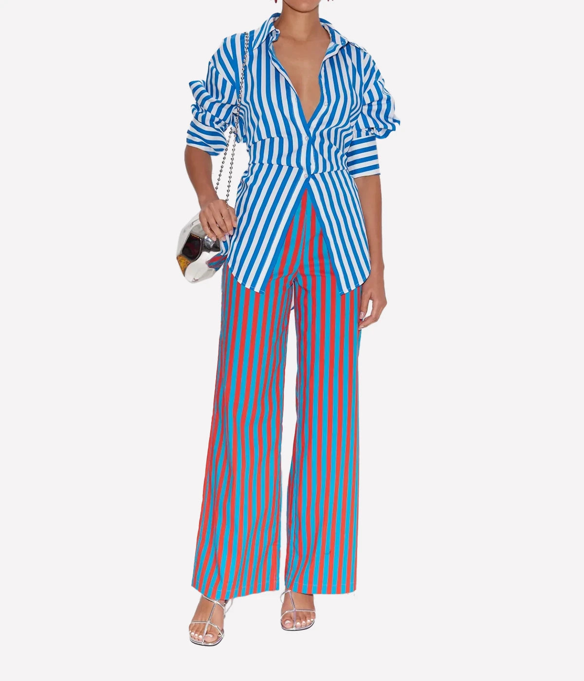 Loch Striped Poplin Button Up in Blue Stripe