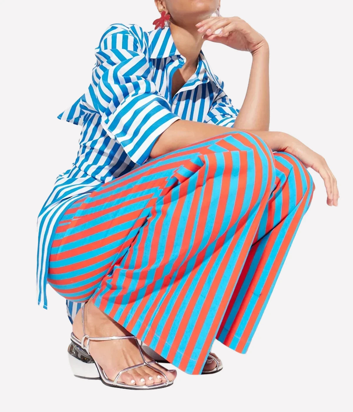 Loch Striped Poplin Button Up in Blue Stripe