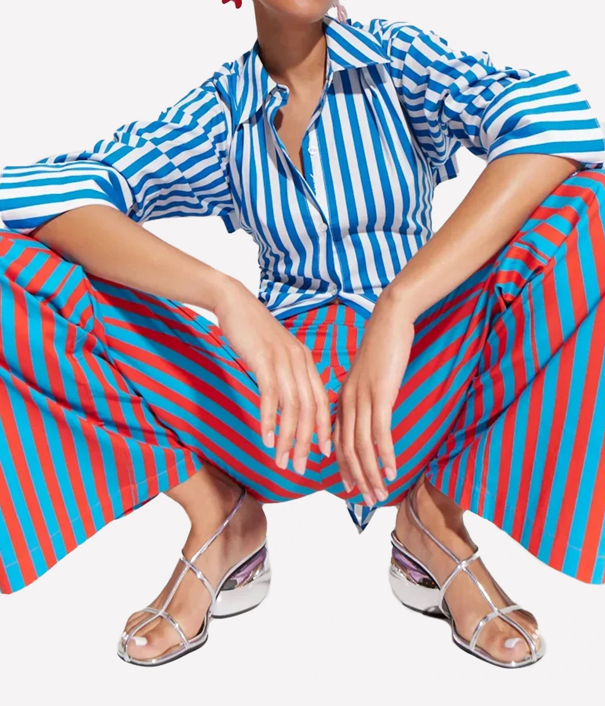 Loch Striped Poplin Button Up in Blue Stripe