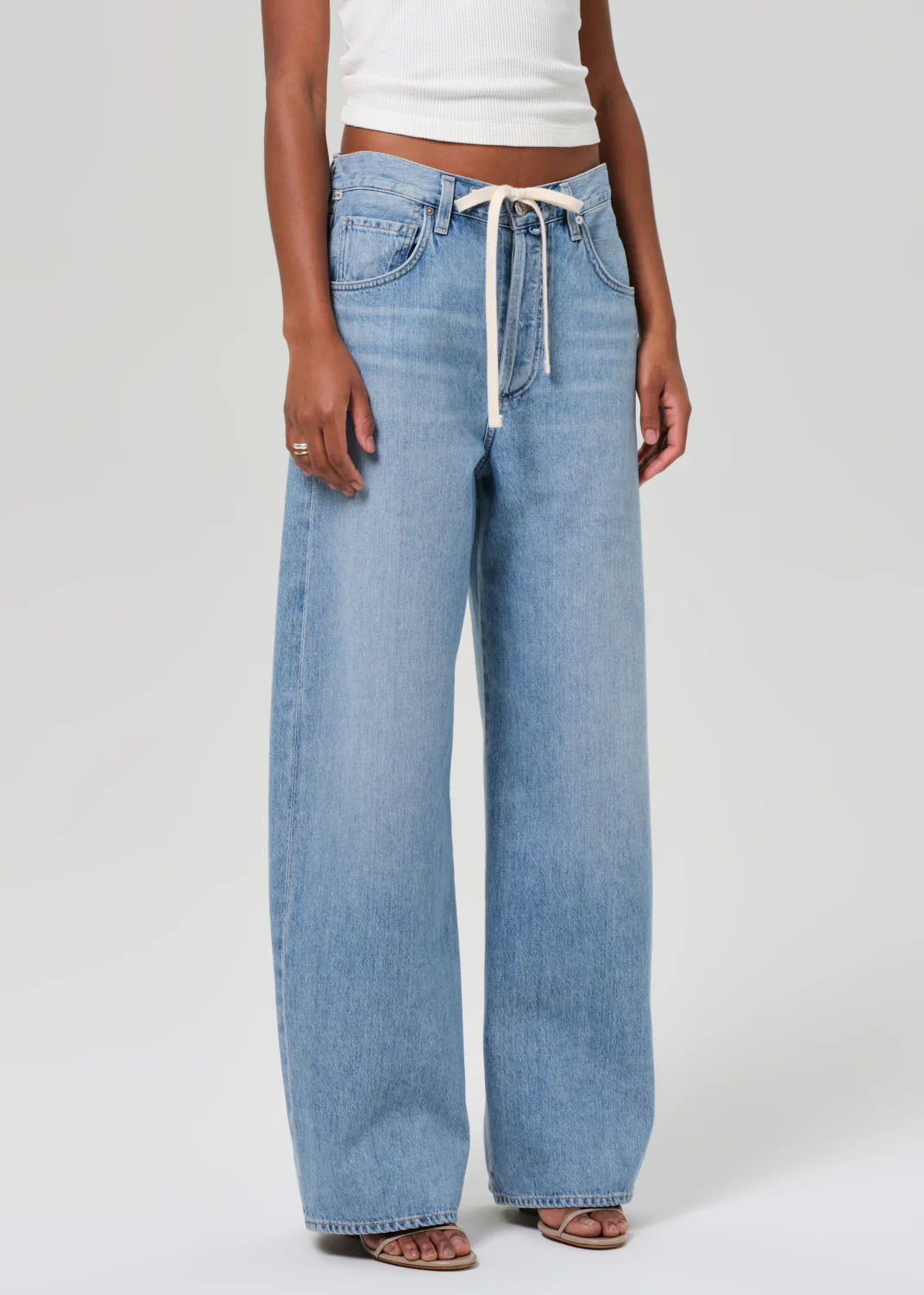 Brynn Drawstring Trouser in Blue Lace