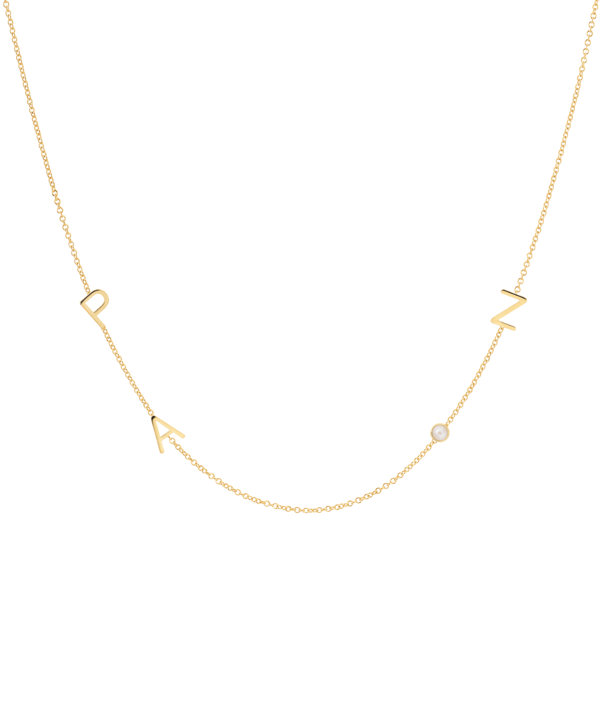 Custom 3 Initial & Birthstone Necklace in Gold