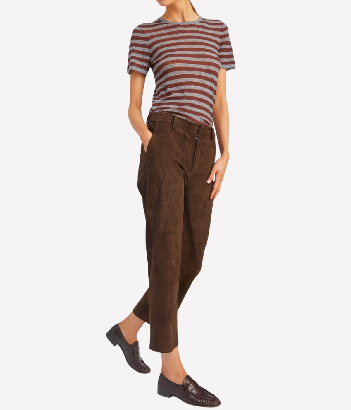 Cropped Baggy Trousers In Americano