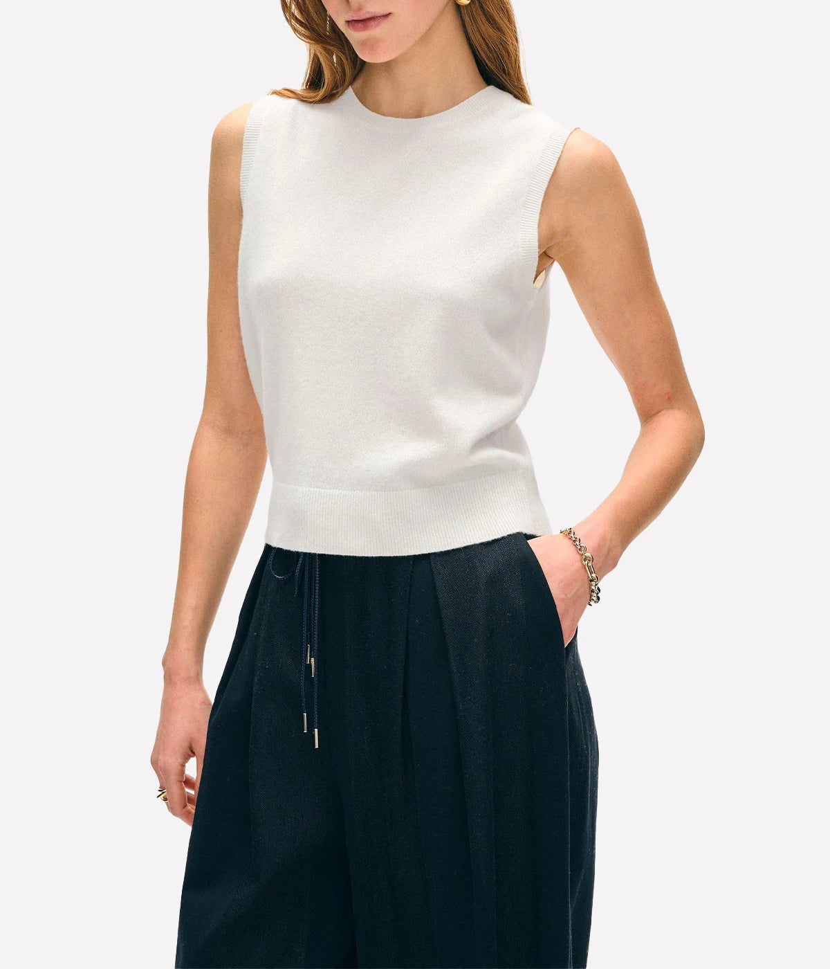 Cashmere Shell Tank in Soft White