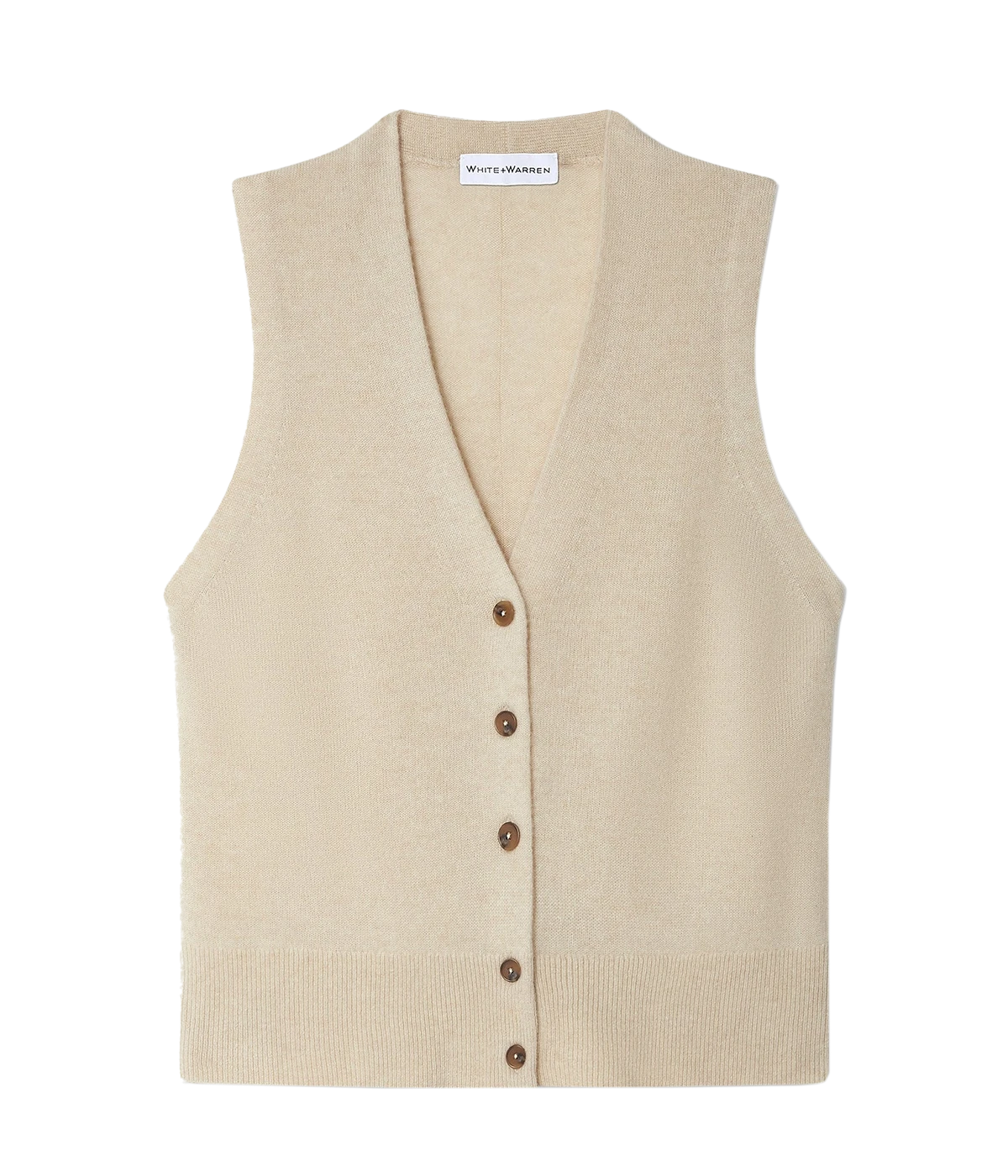 Cashmere Button Vest in Natural Heather