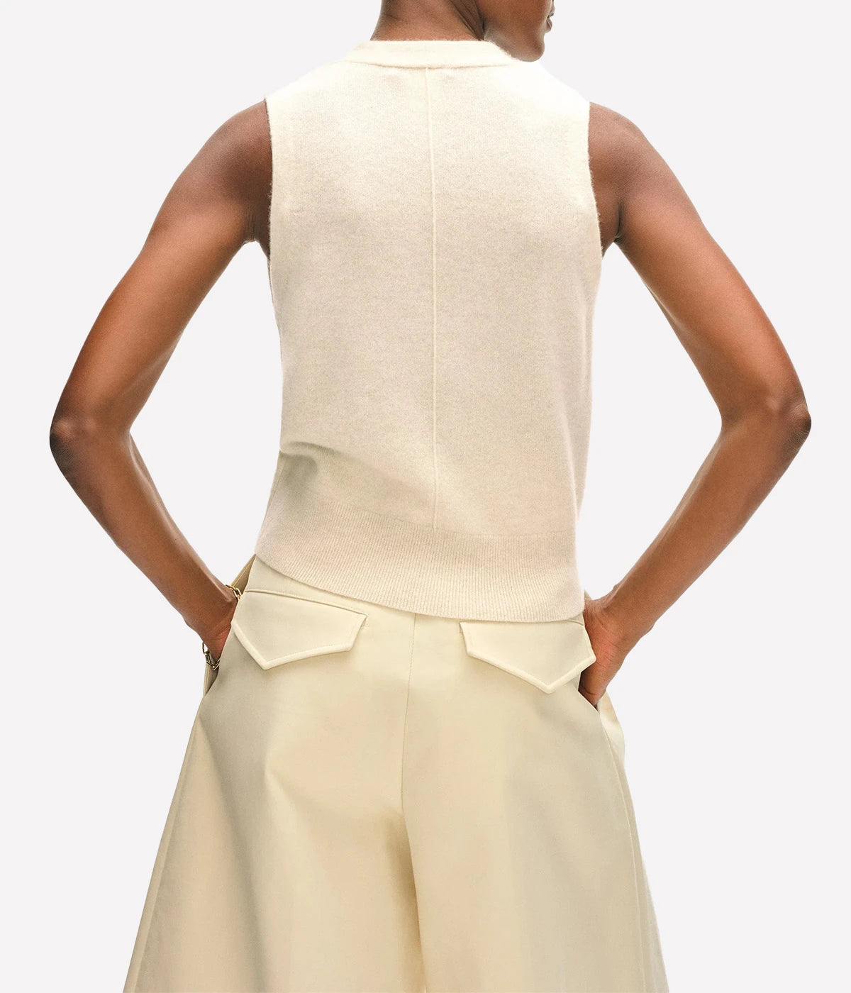Cashmere Button Vest in Natural Heather