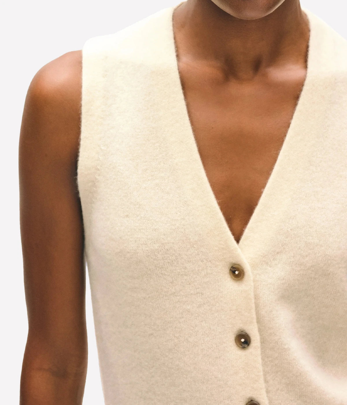Cashmere Button Vest in Natural Heather