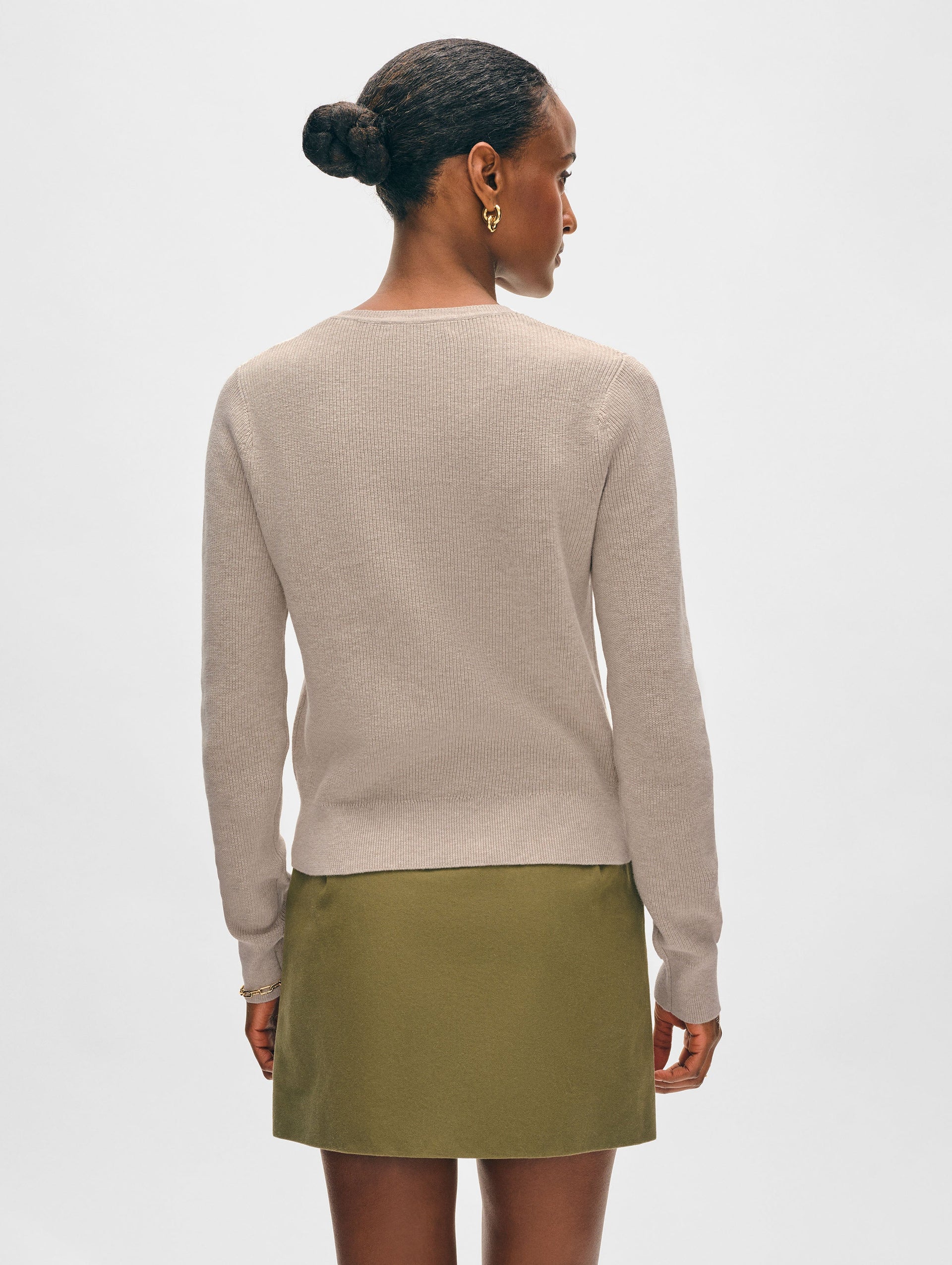 Fine Ribbed Henley in Flax