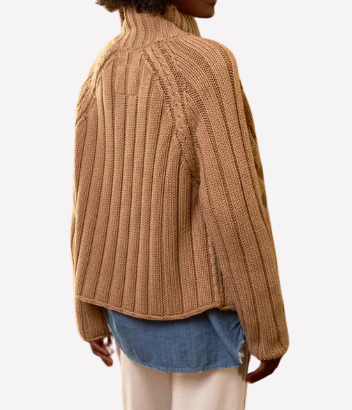Mini Cotswolds Cable Cardigan in Camel