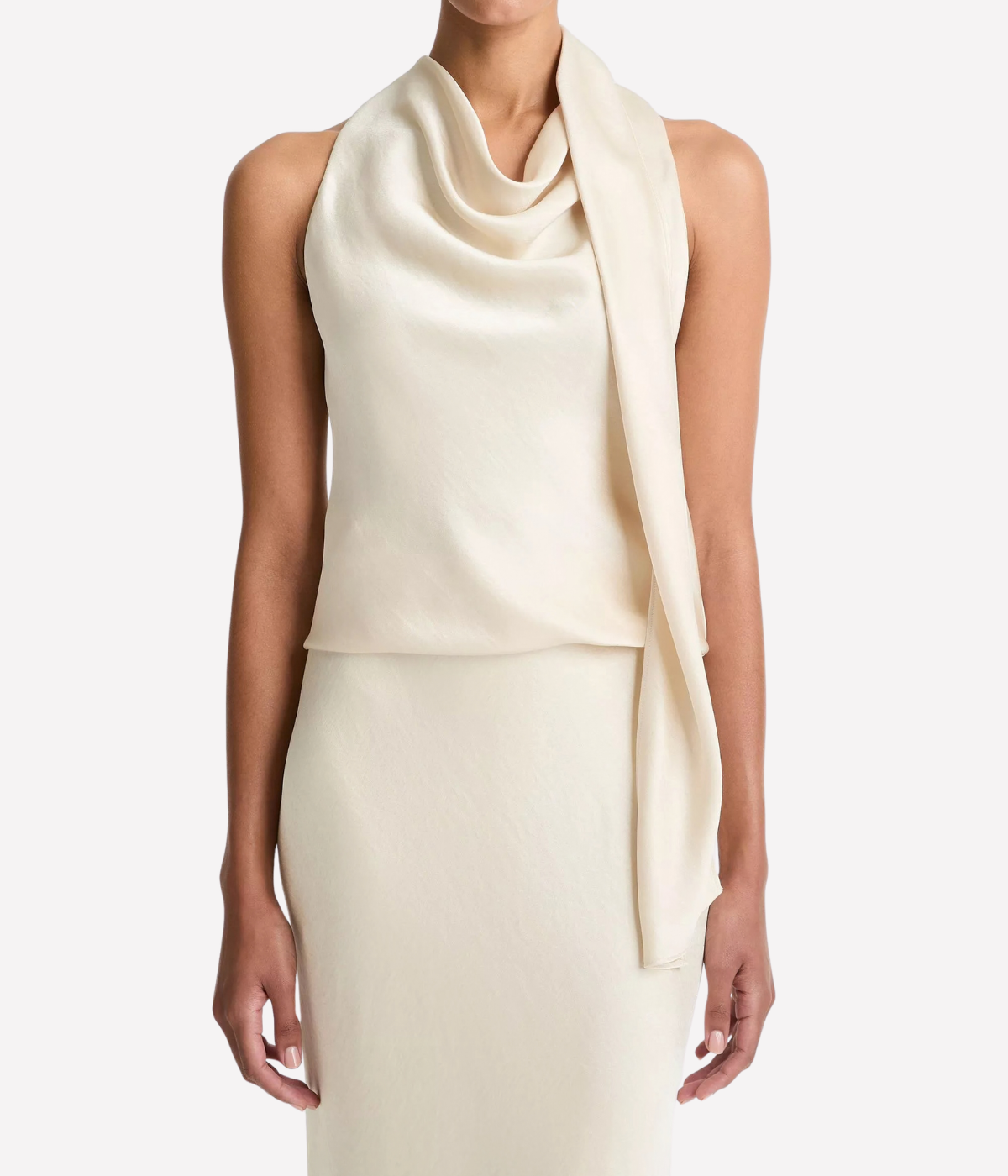 Fluid Satin Scarf Top in BONA